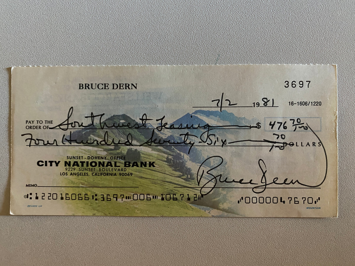 Bruce Dern signed check