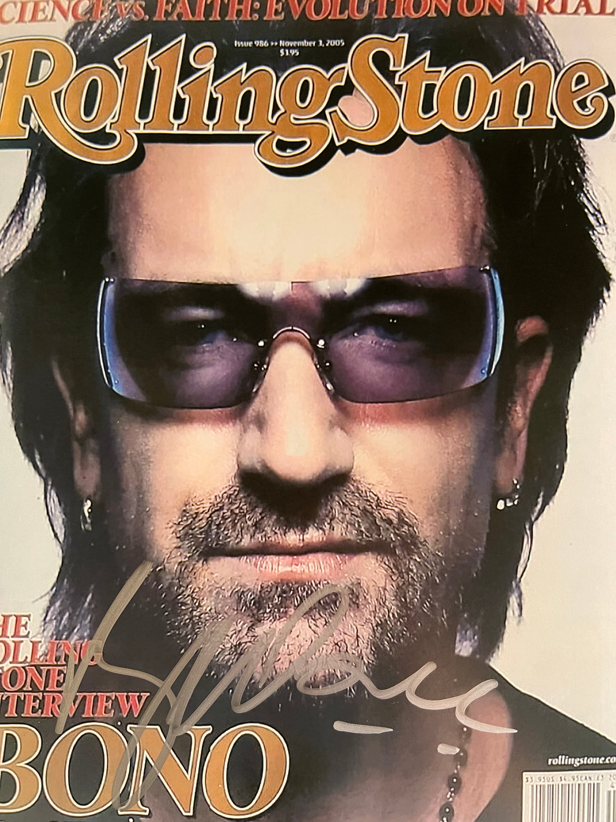 U2 Bono signed Rolling Stone Magazine cover photo