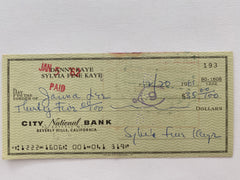 Sylvia Fine Kaye signed check