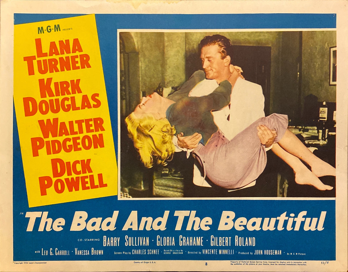 Lana Turner, Kirk Douglas, Walter Pidgeon, and Dick Powell "The Bad and the Beautiful" original Lobby Card