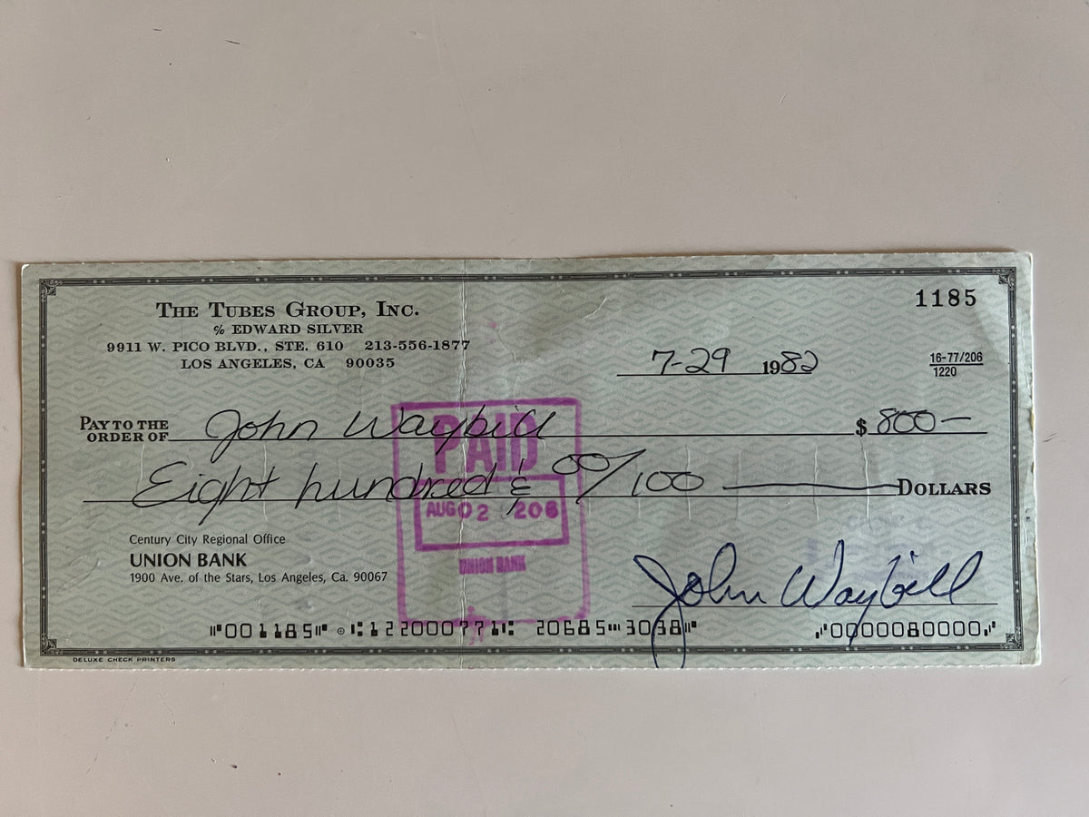 John Waybill signed check