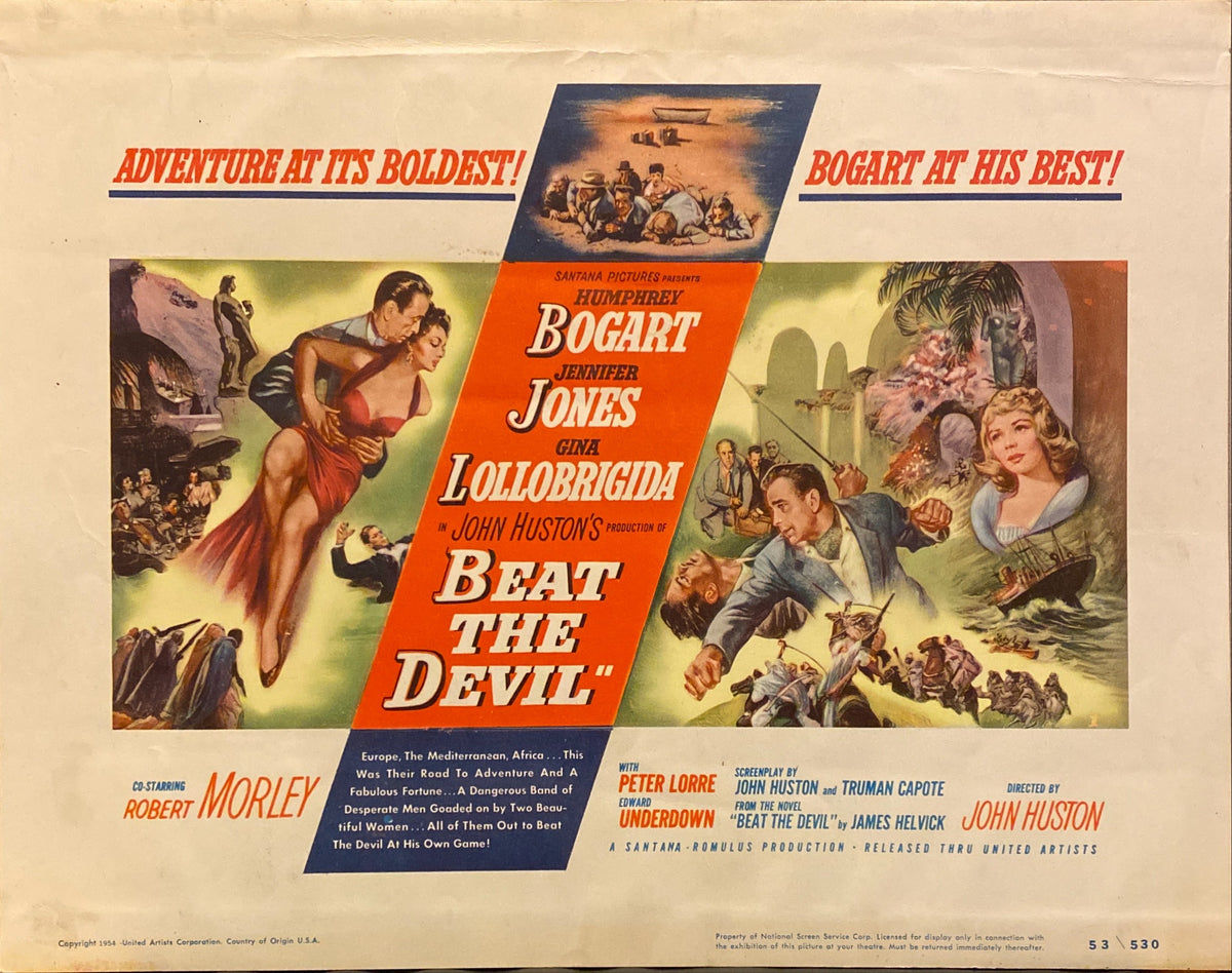 Humphrey Bogart, Jennifer Jones, and Gina Lollobrigida "Beat the Devil" original Lobby Card