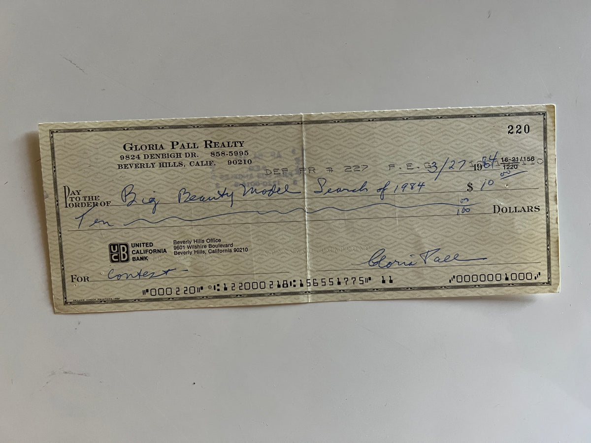 Gloria Pall signed check