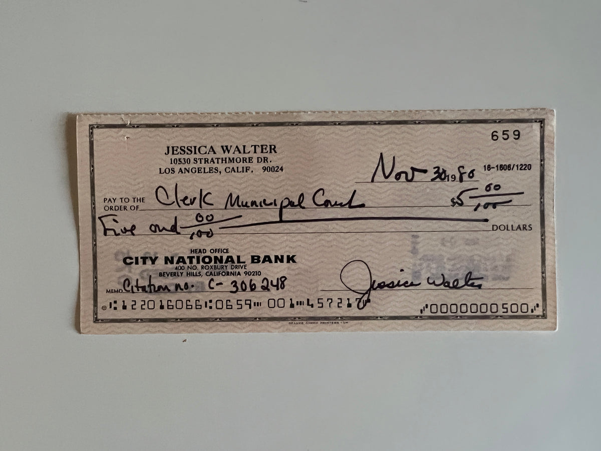 Jessica Walter signed check
