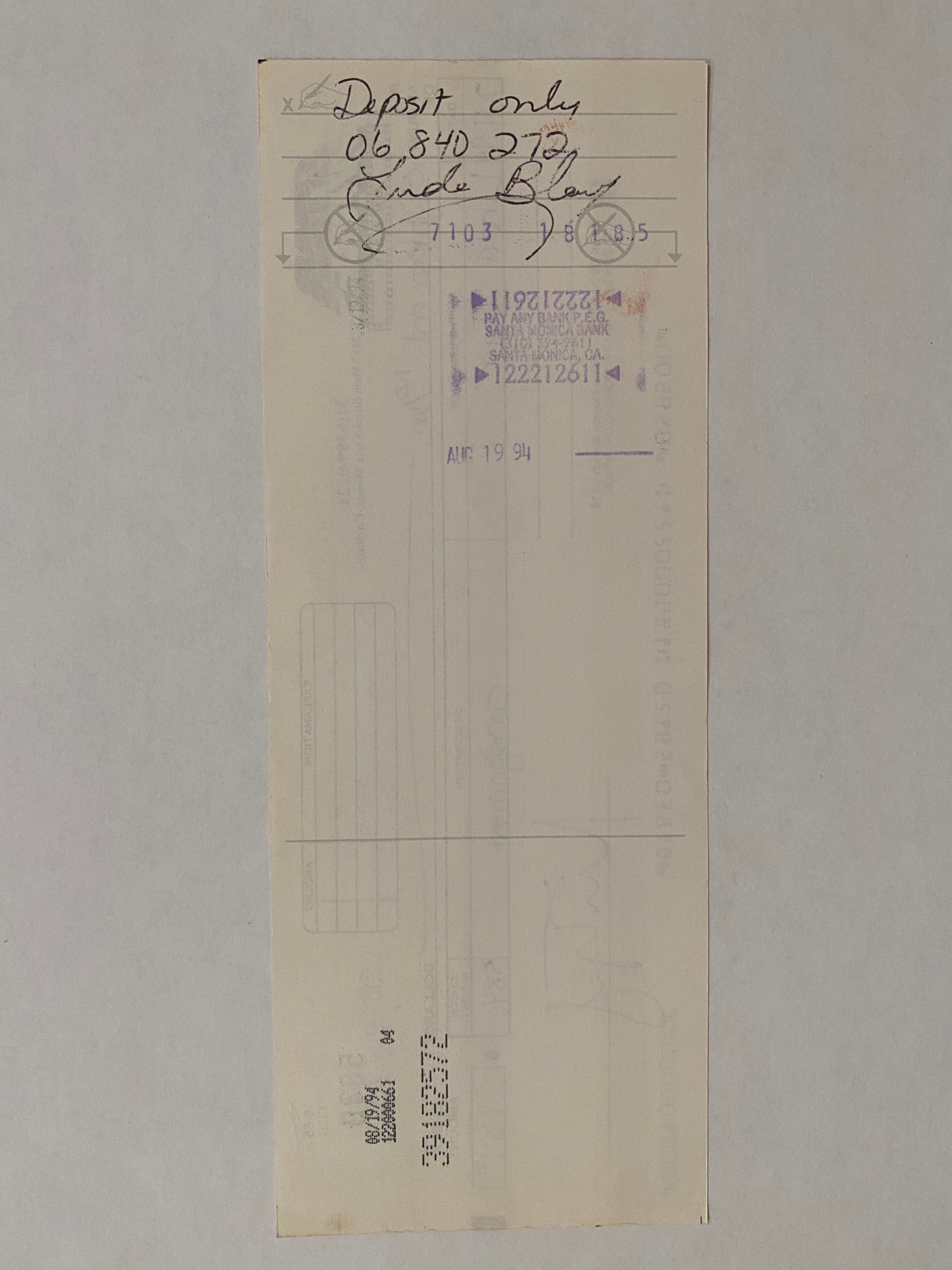 Linda Blair Star Wares consignment signed check