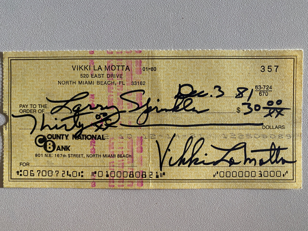 Vikki LaMotta signed check