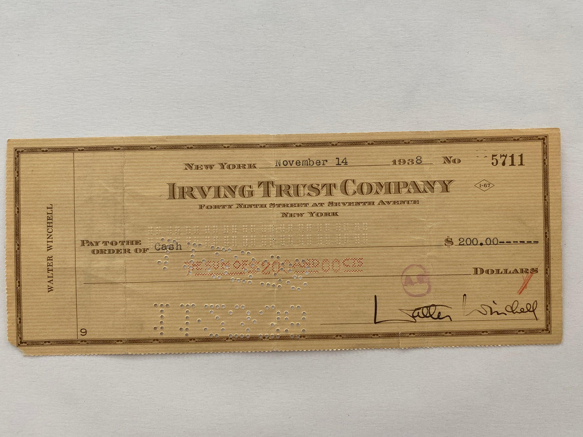 Walter Winchell signed check