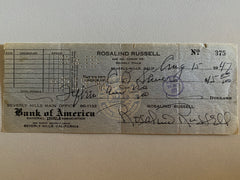 Rosalind Russell signed check