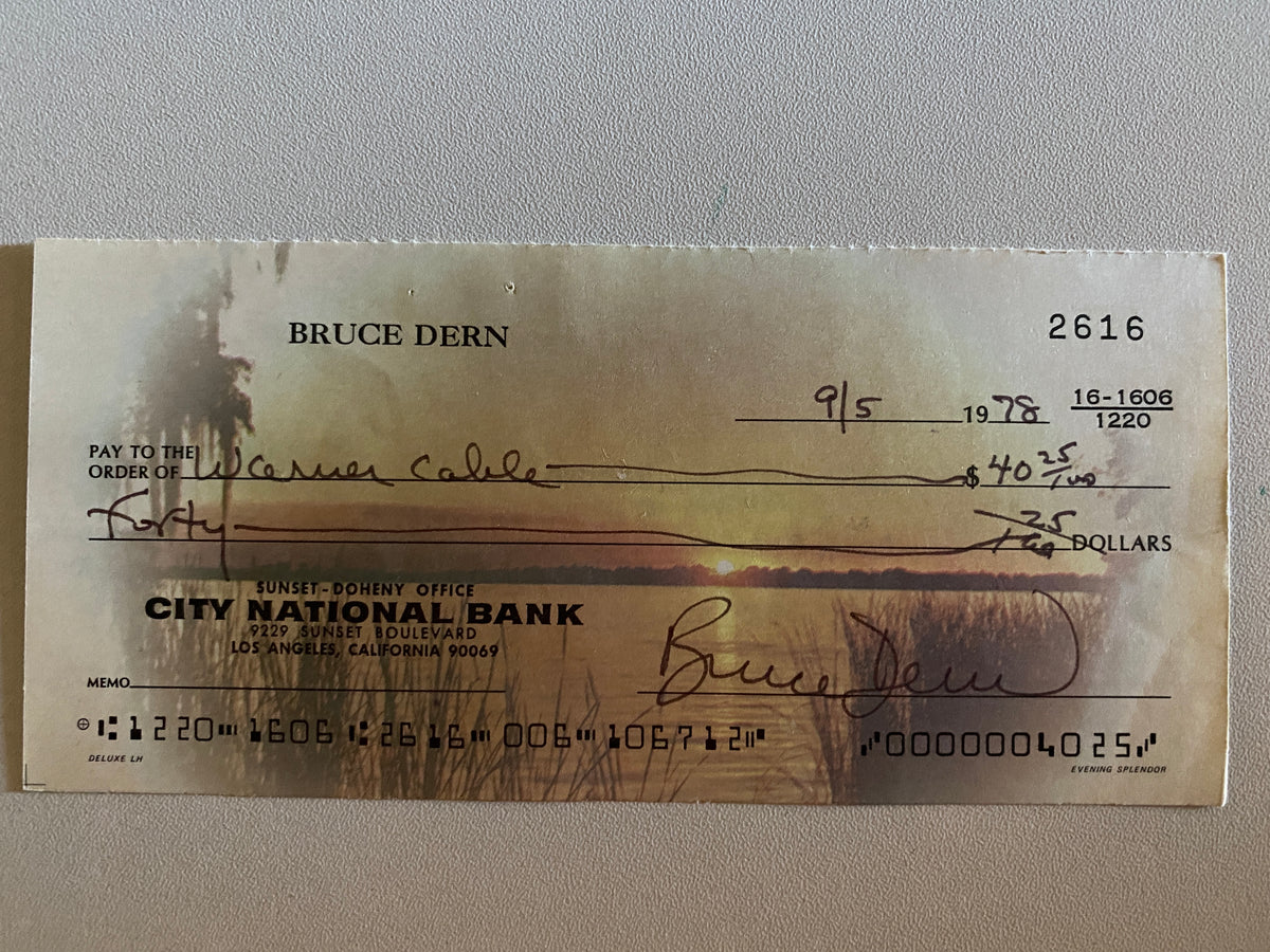 Bruce Dern signed check