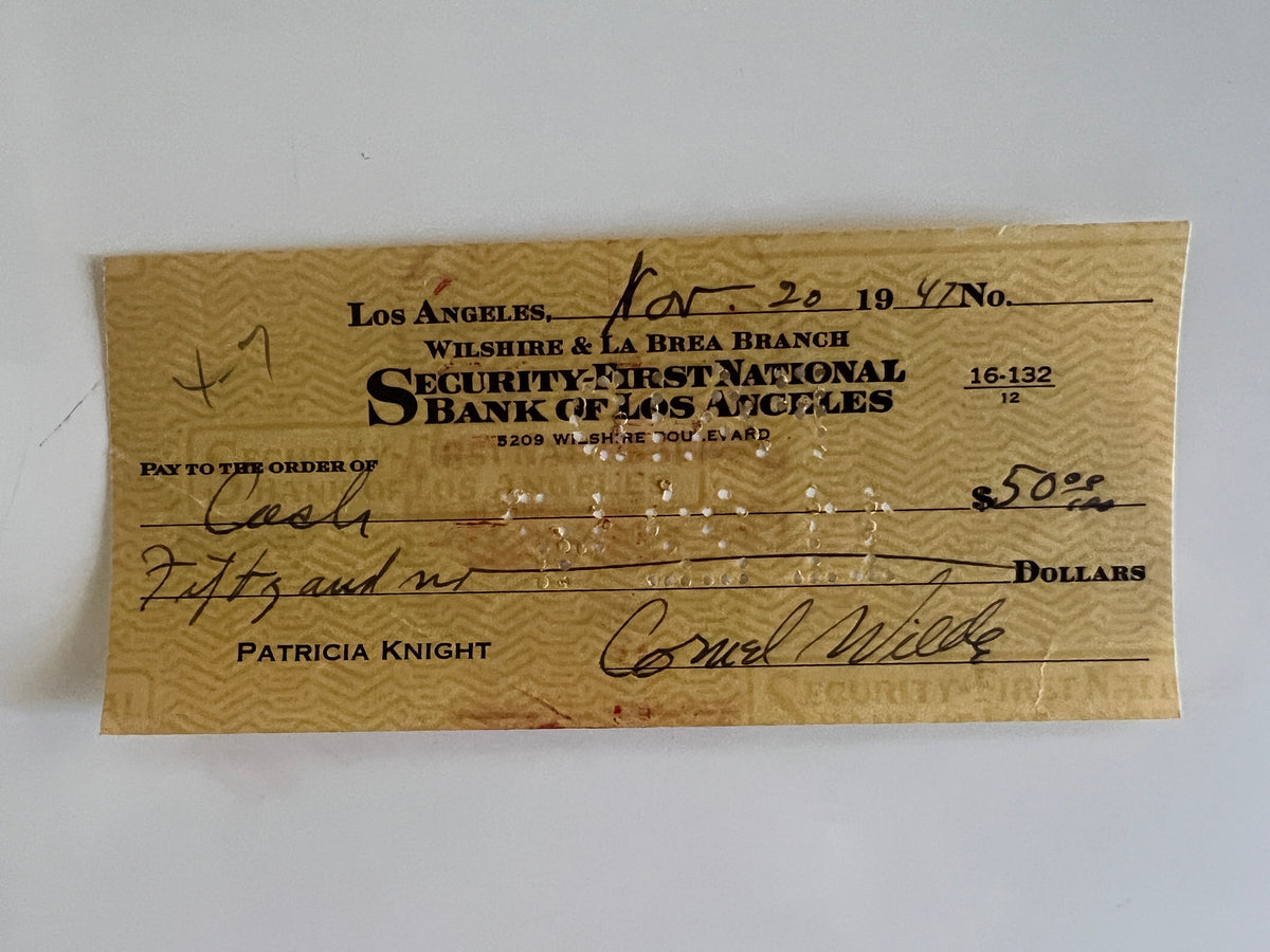 Cornel Wilde signed check