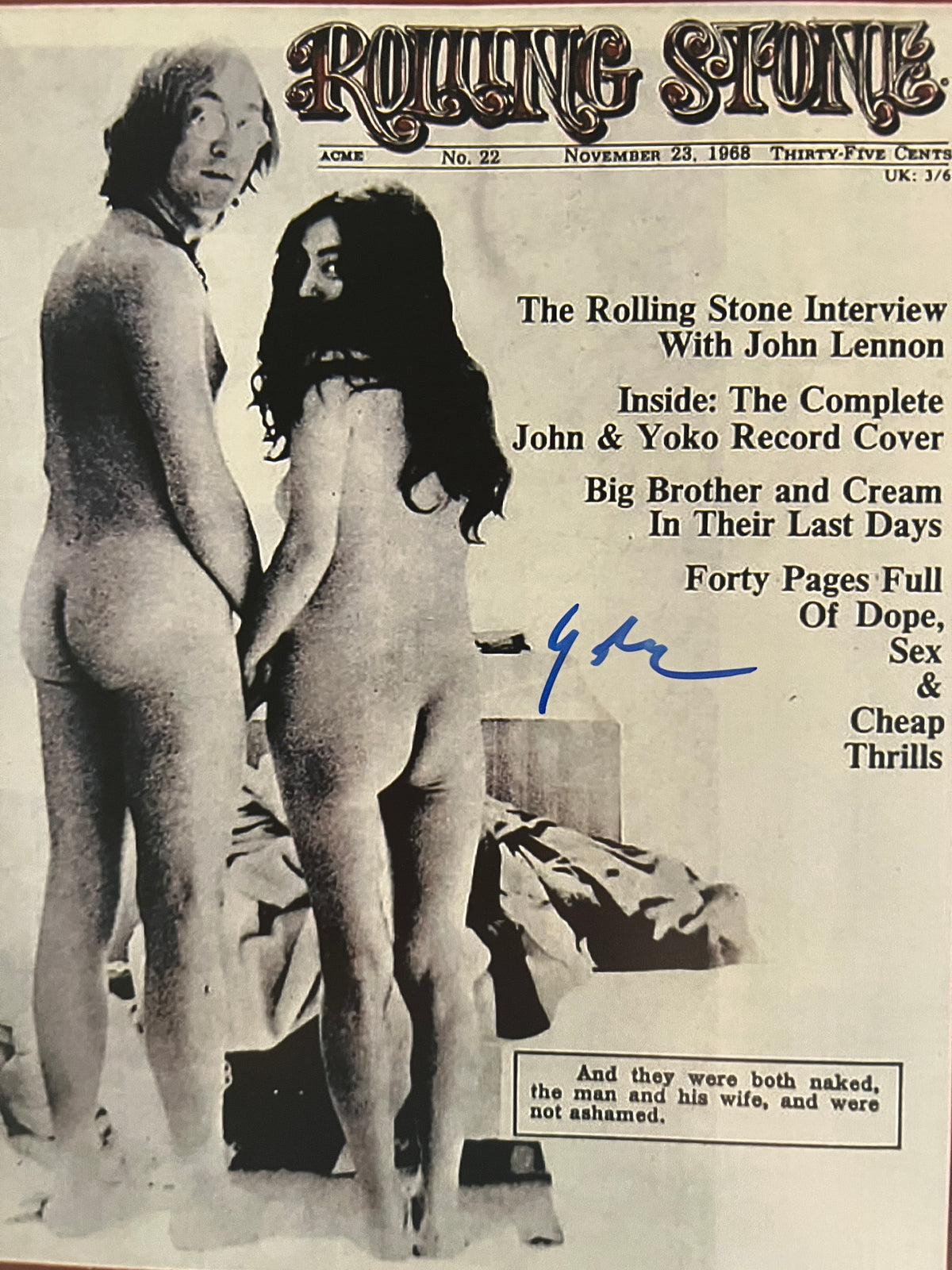 Yoko Ono signed photo