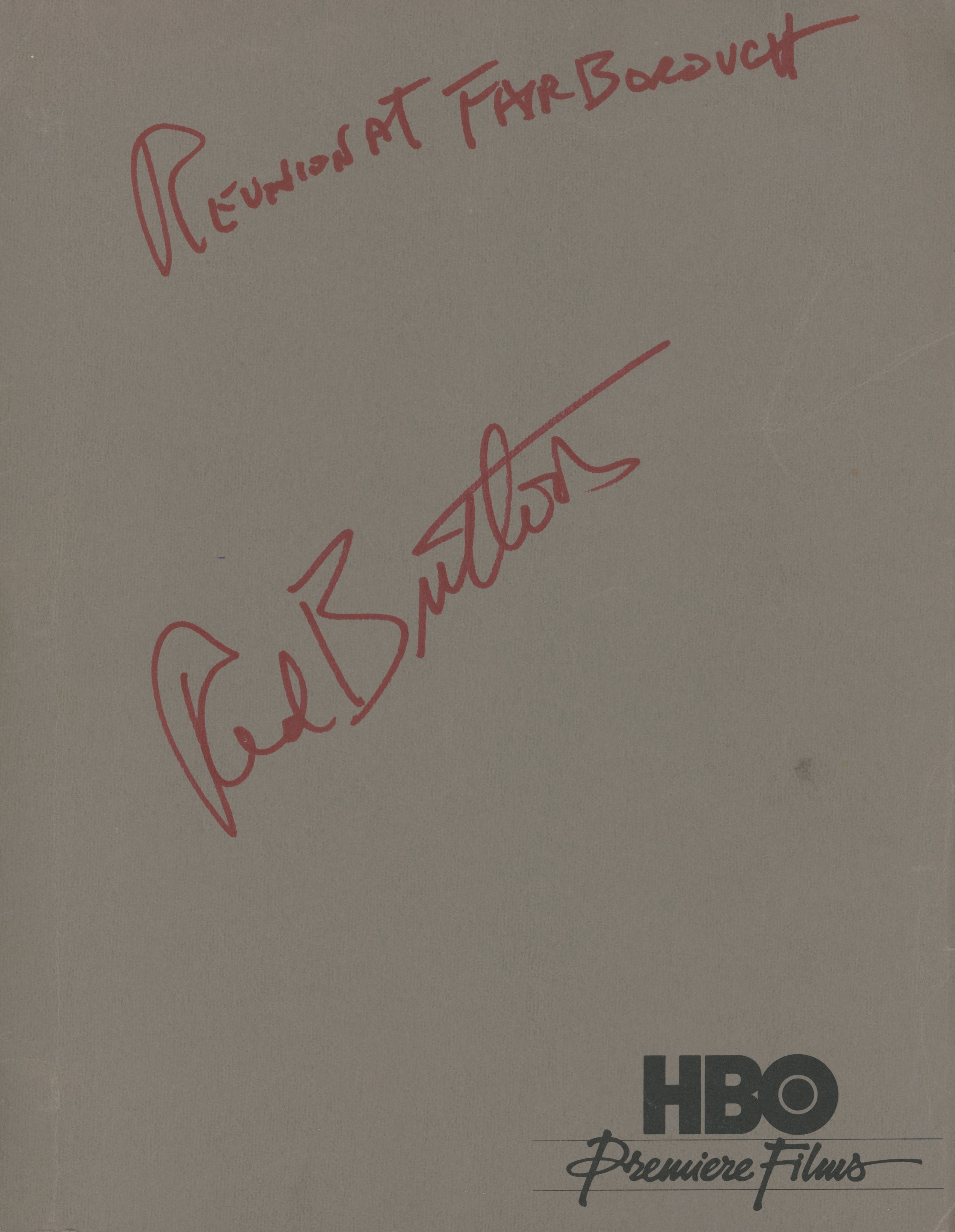 Red Buttons signed "Reunion at Fairborough" script