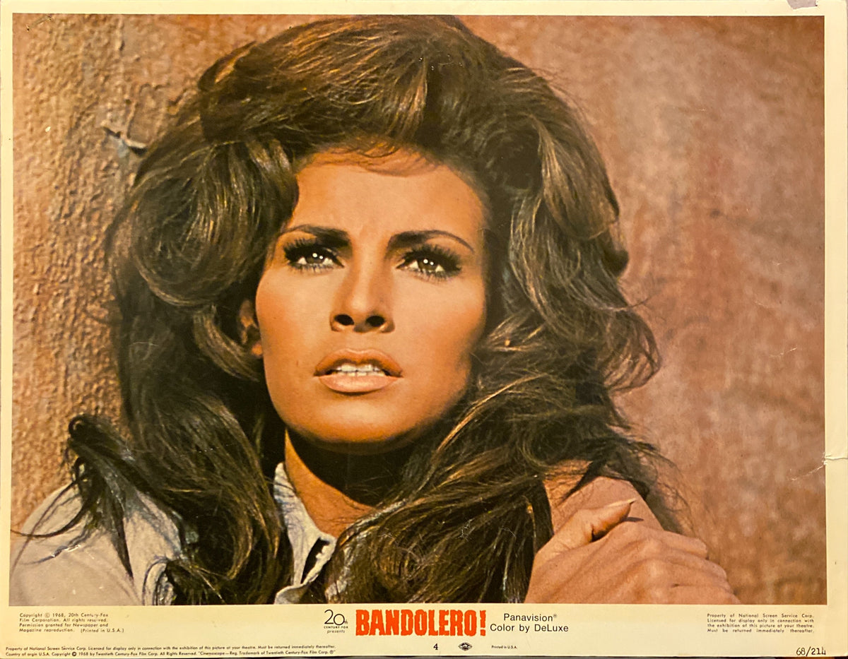 James Stewart, Dean Martin, Raquel Welch, and George Kennedy "Bandolero!" original Lobby Card