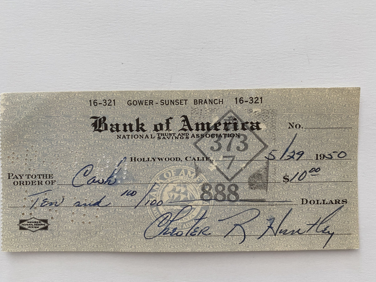Chester Huntley signed check