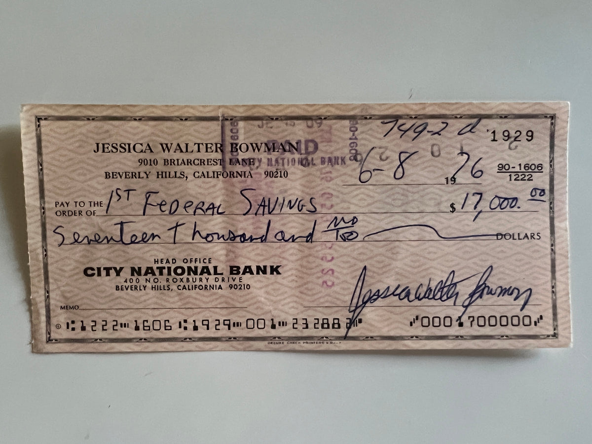 Jessica Walter signed check