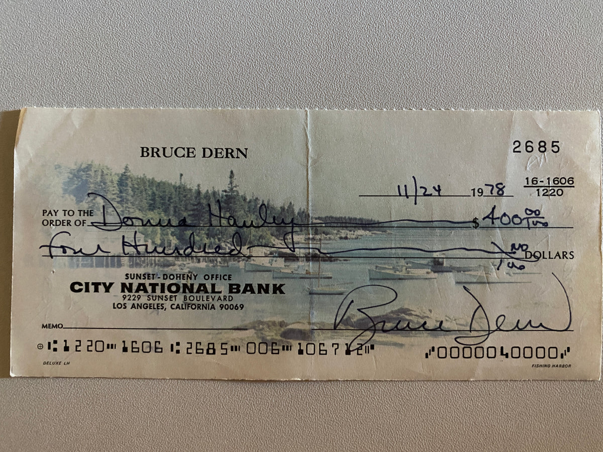 Bruce Dern signed check