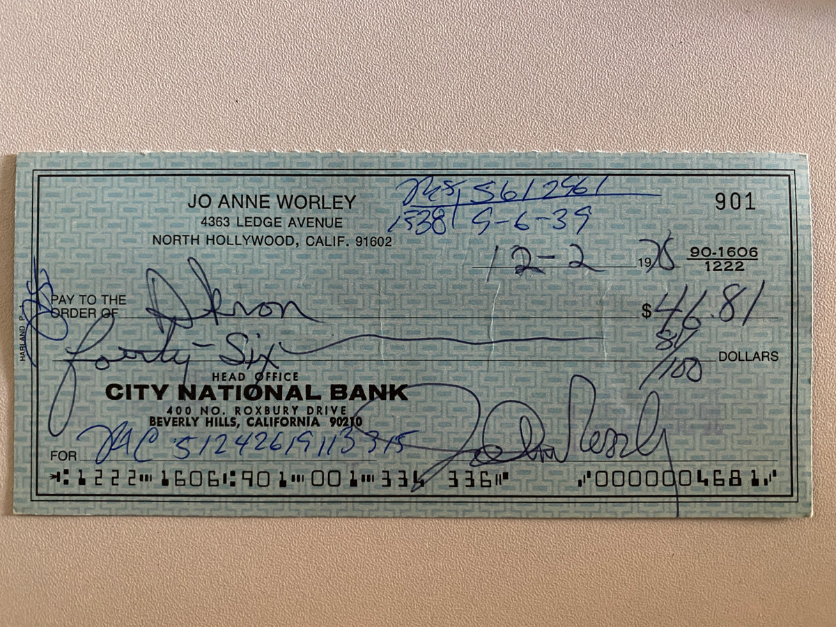JoAnne  Worley signed check