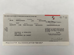 Delores Phillips personal check from The Walt Disney Company