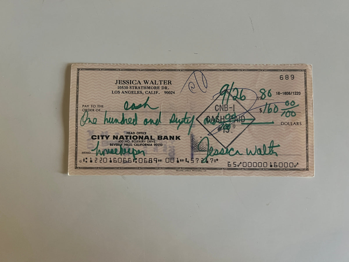 Jessica Walter signed check