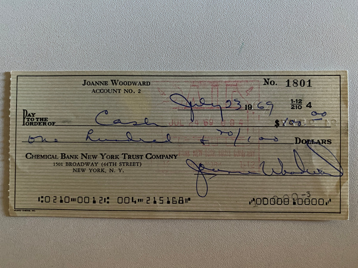 Three Faces Of Eve Joanne Woodward signed check