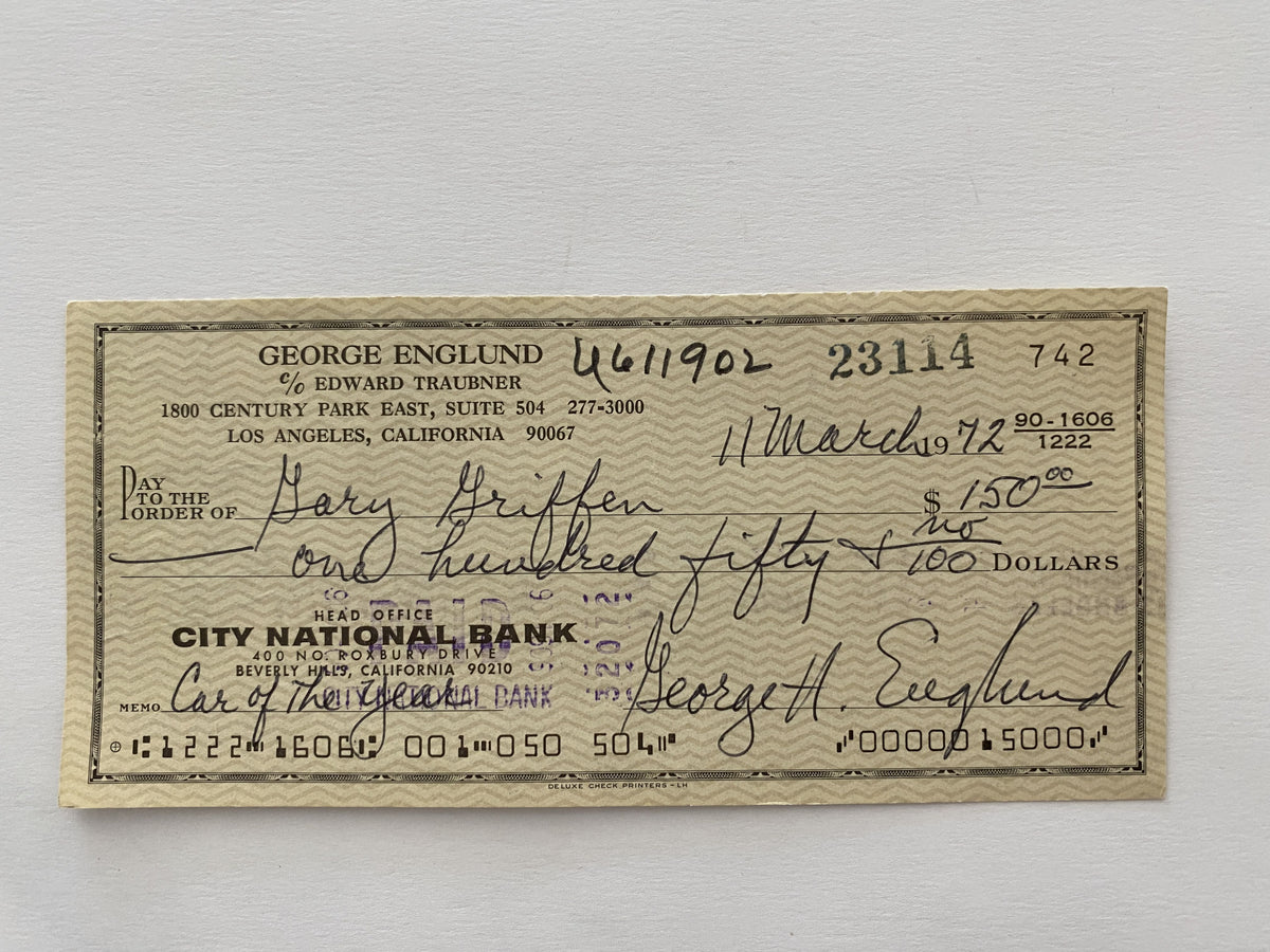 George Englund signed check