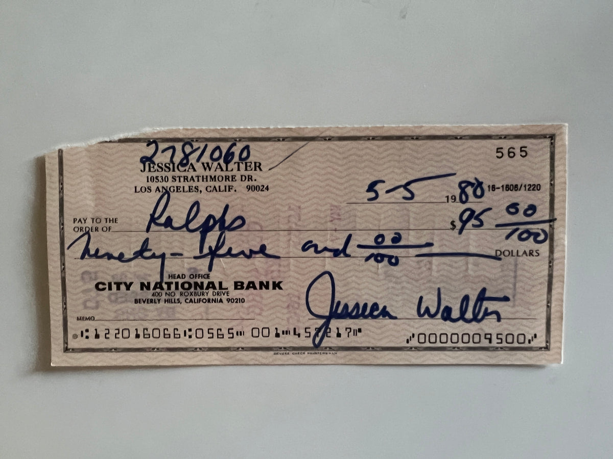 Jessica Walter signed check