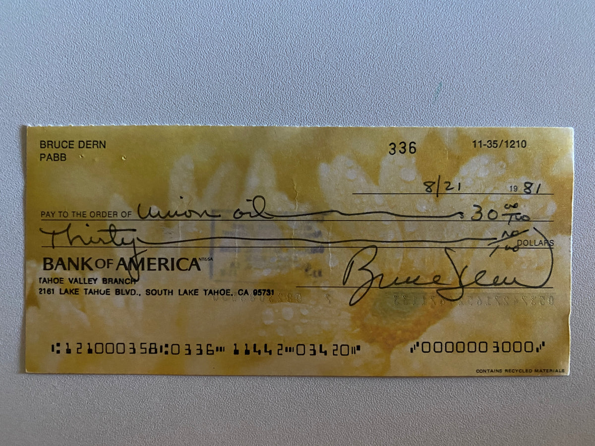 Bruce Dern signed check