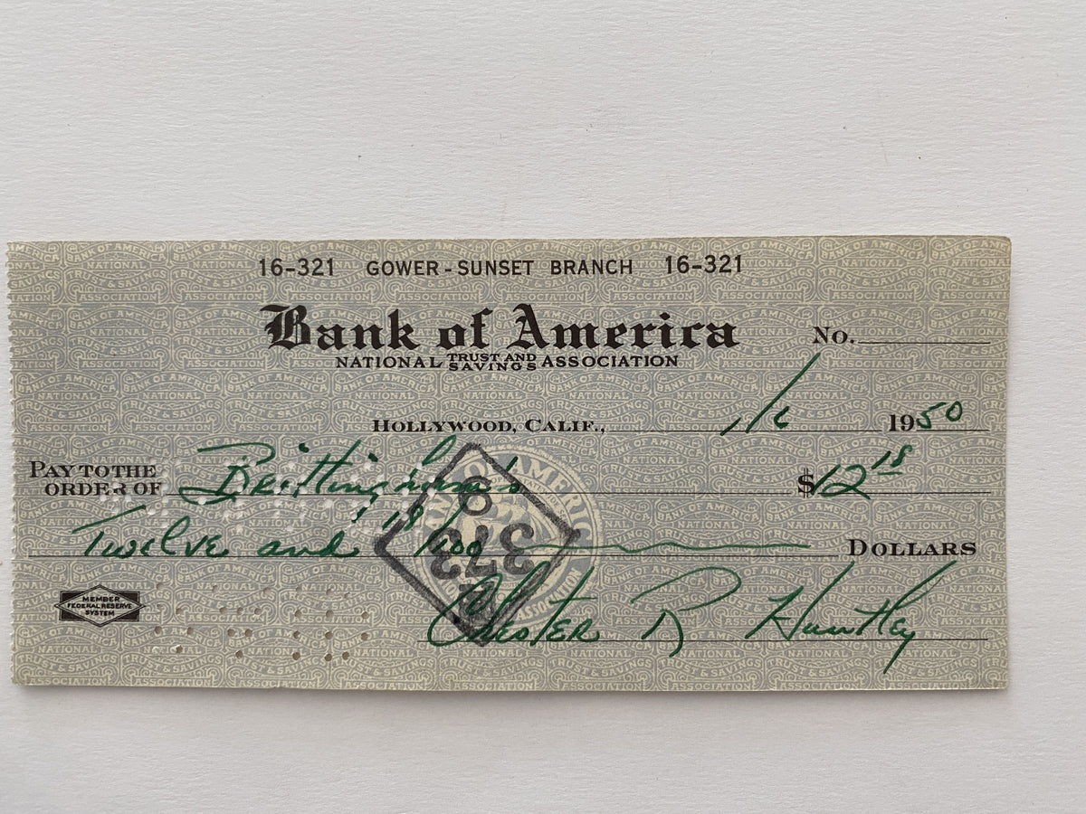 Chester Huntley signed check