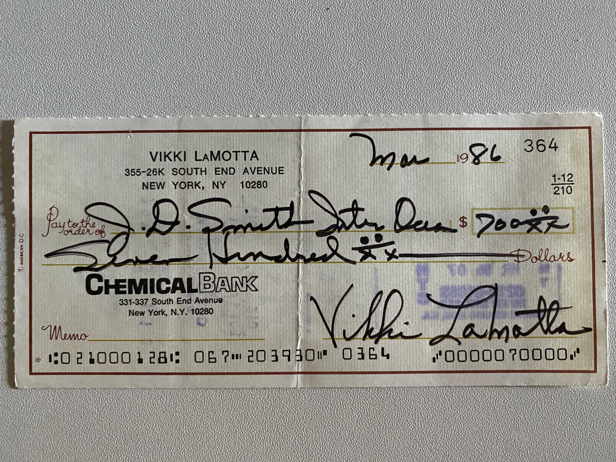 Vikki LaMotta signed check