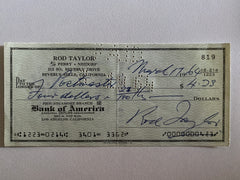 Rod Taylor signed check