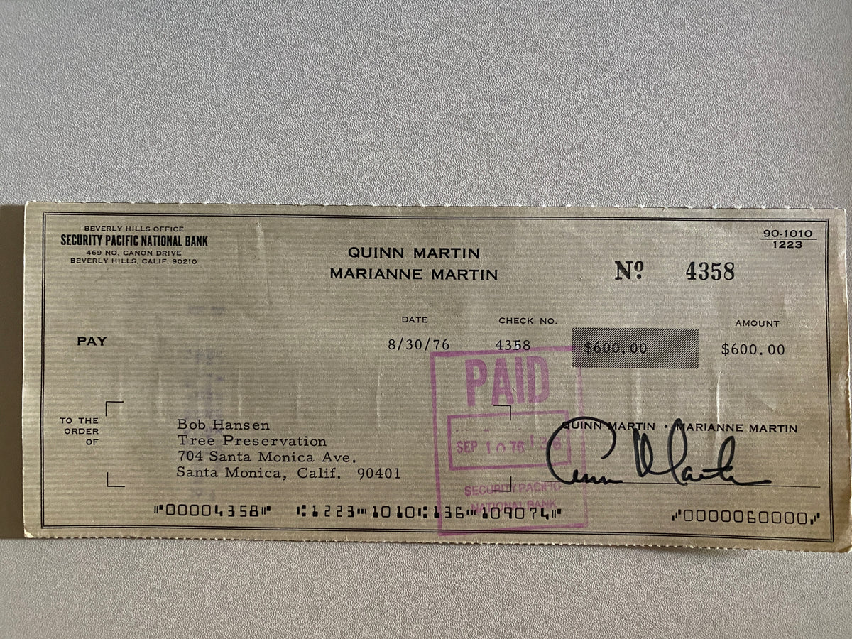 Quinn Martin signed check