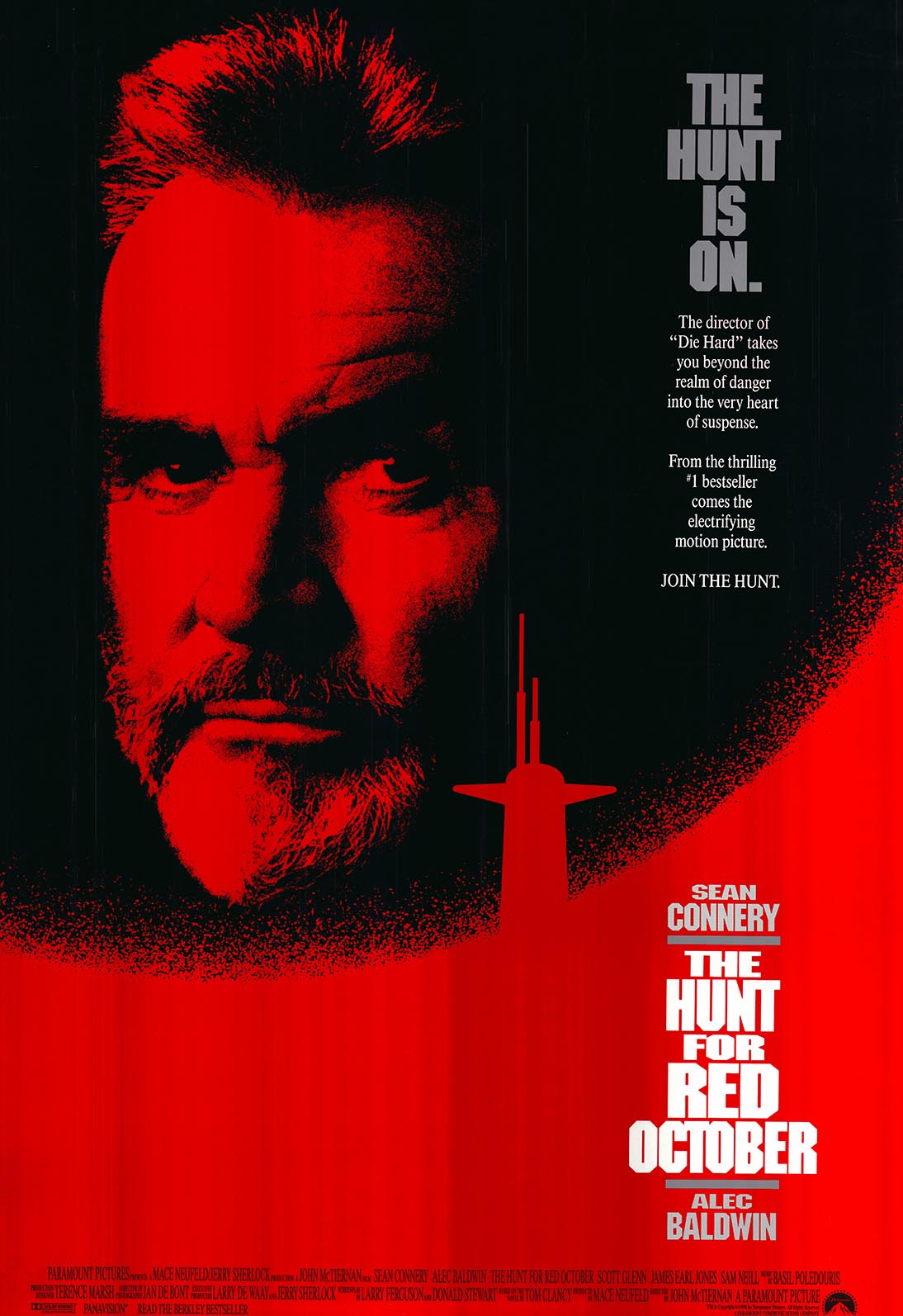 The Hunt for Red October original 1990 vintage one sheet movie poster
