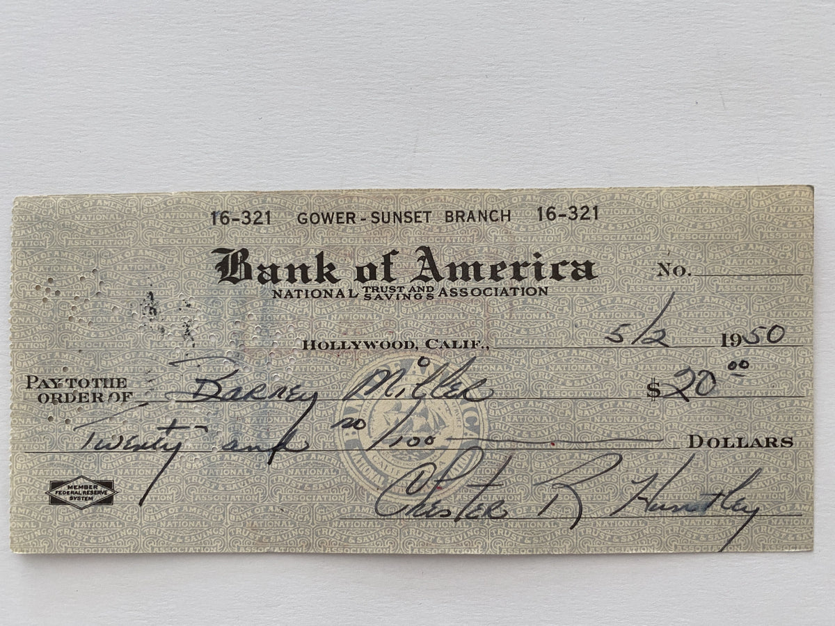 Chester Huntley signed check