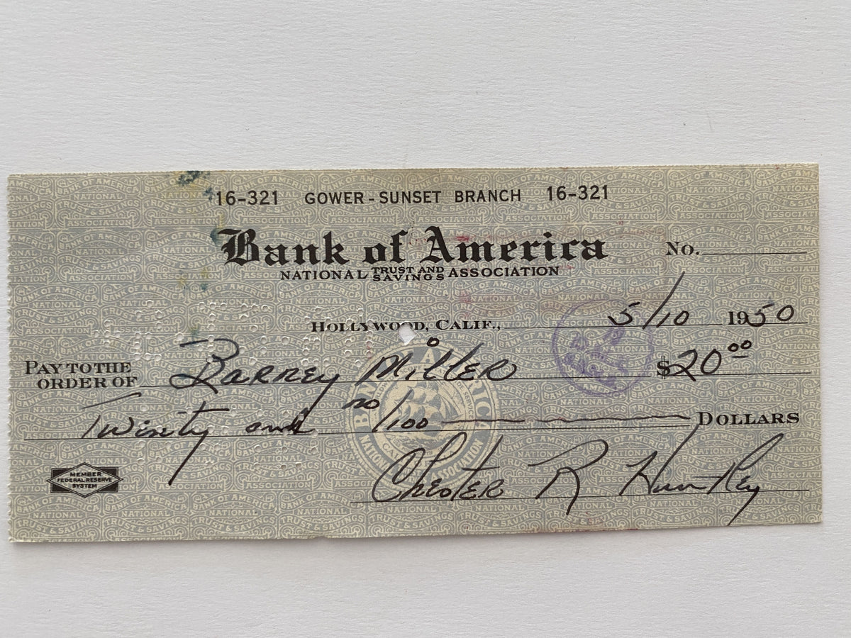 Chester Huntley signed check