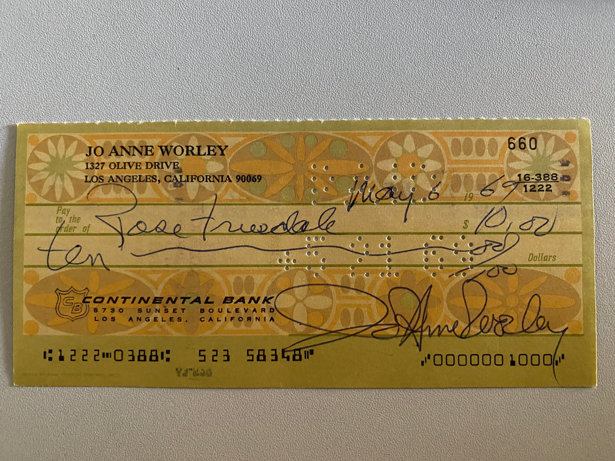 JoAnne  Worley signed check