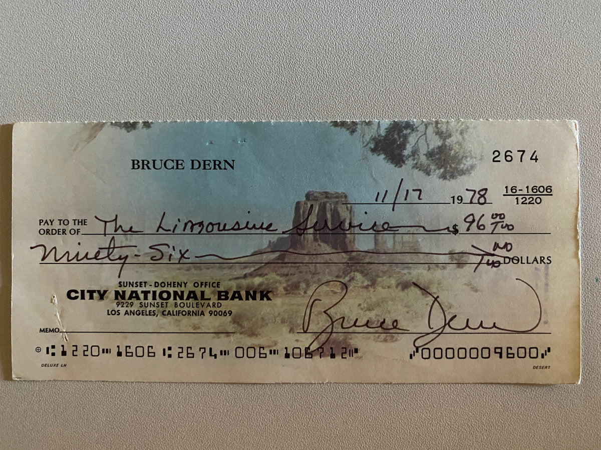 Bruce Dern signed check