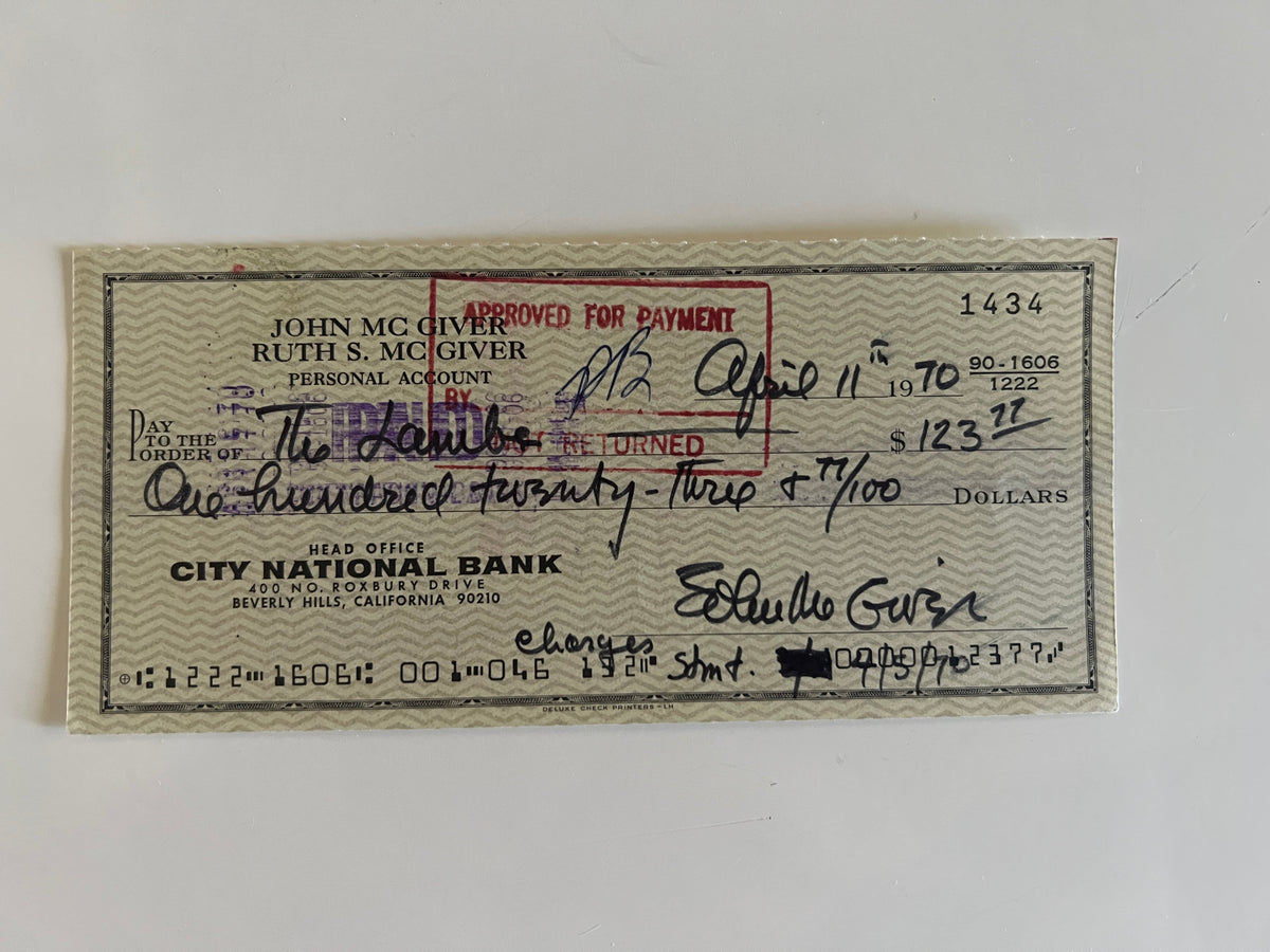 John McGivern signed check