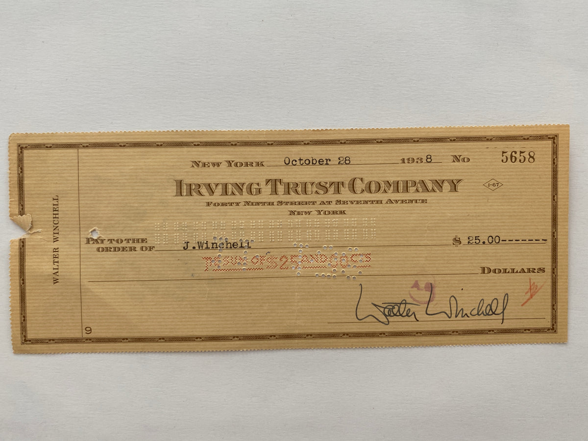 Walter Winchell signed check