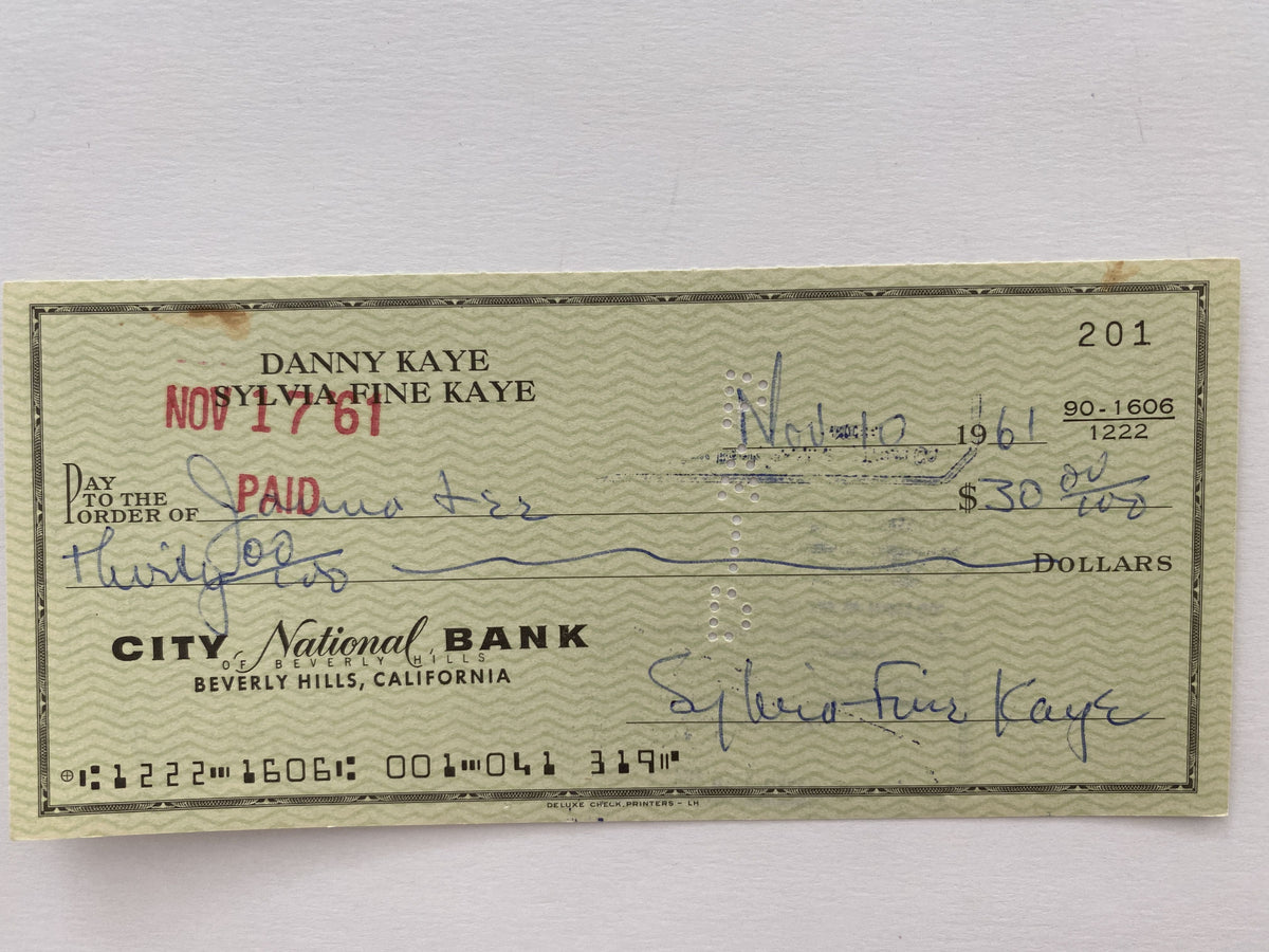 Sylvia Fine Kaye signed check