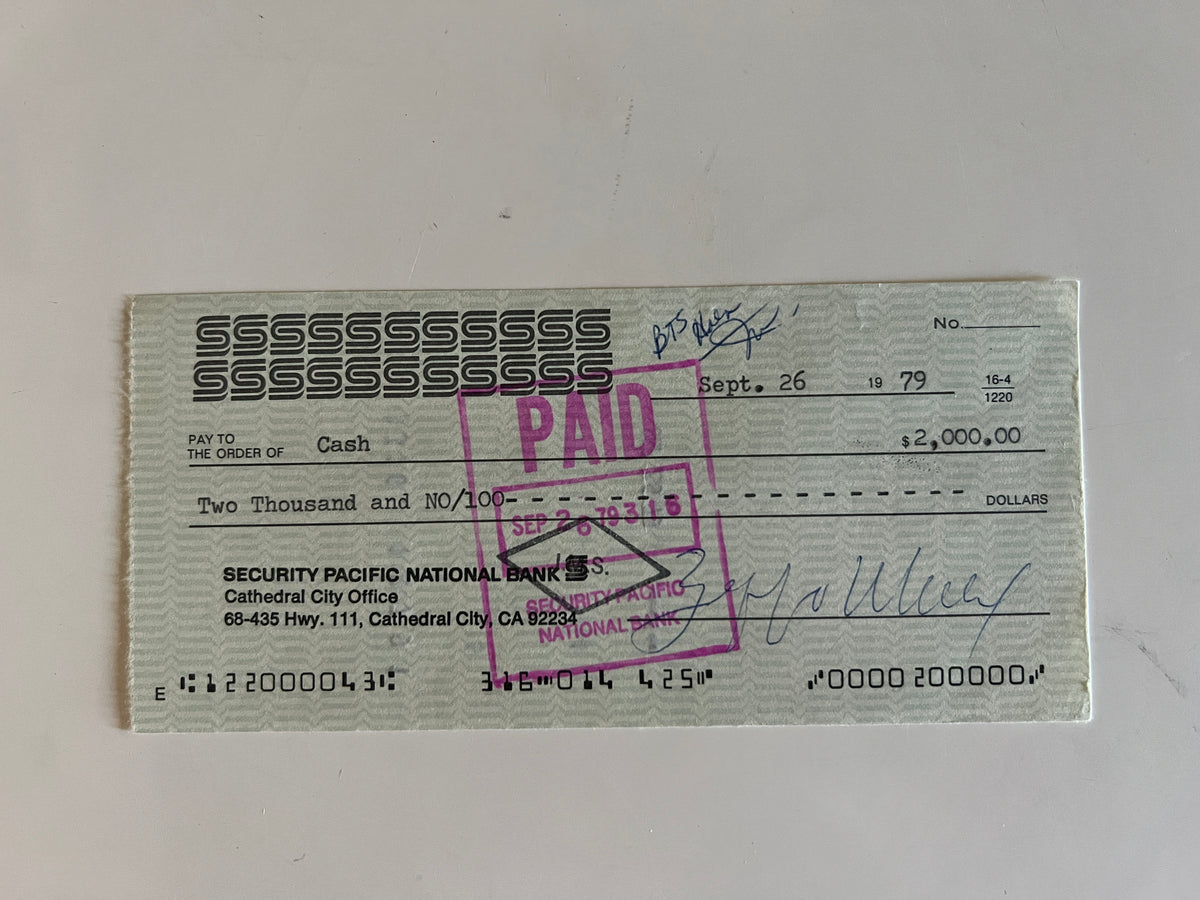 Zeppo Marx signed check
