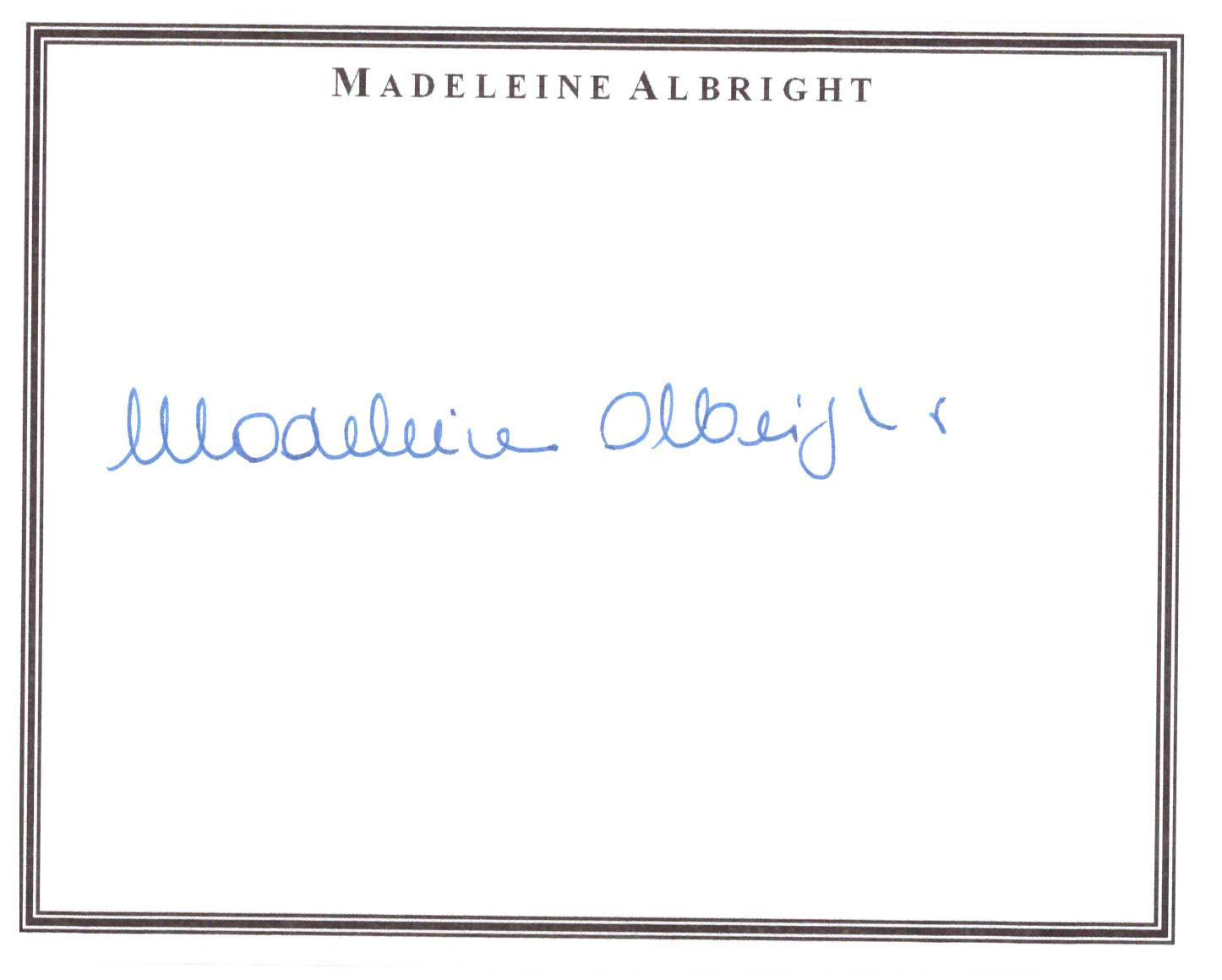 Secretary of State Madeleine Albright signature cut