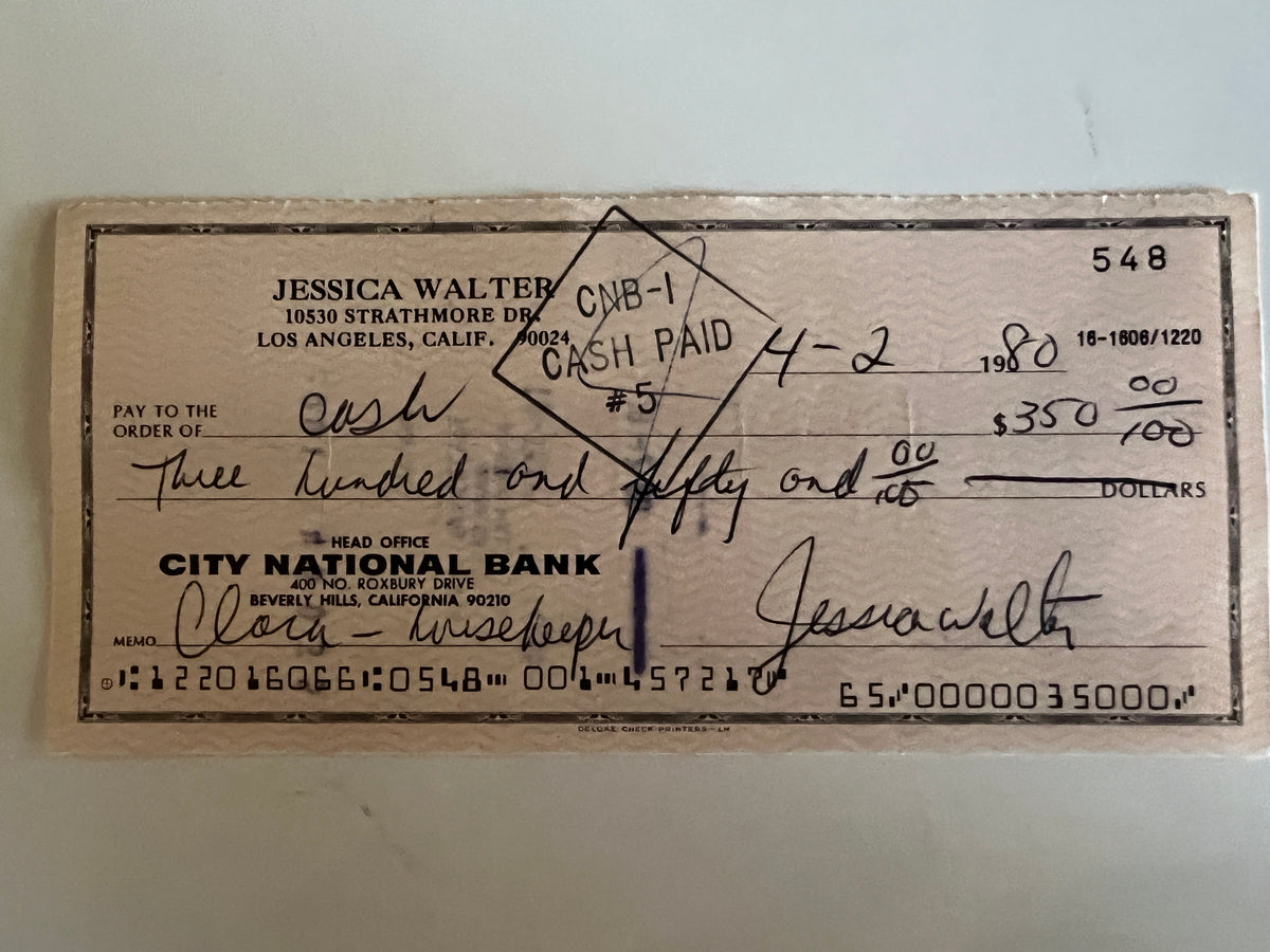 Jessica Walter signed check