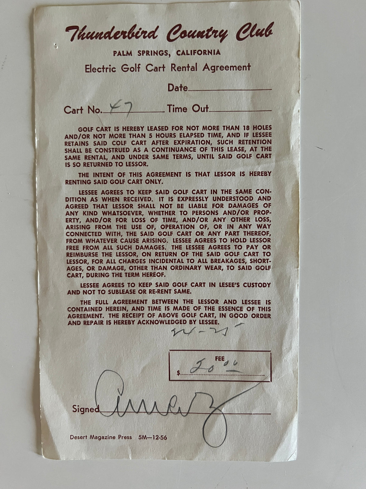 Desi Arnaz signed receipt
