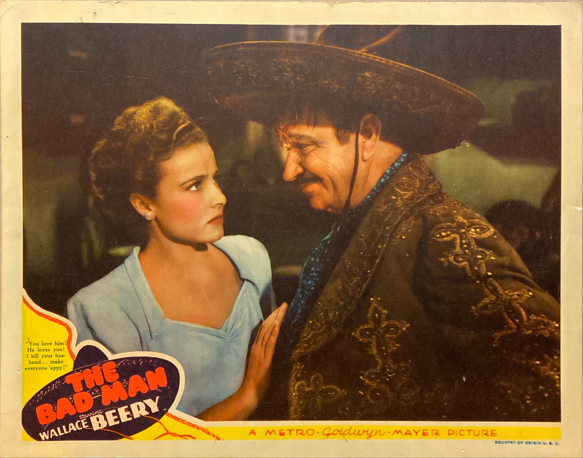 Wallace Beery and Lionel Barrymore "The Bad Man" original Lobby Card