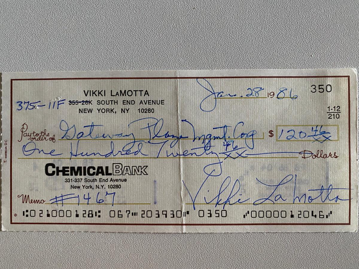 Vikki LaMotta signed check