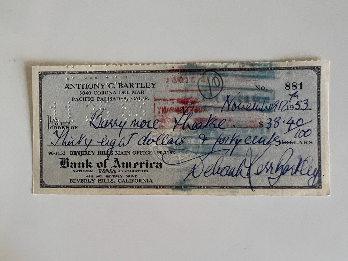 Deborah Kerr signed check