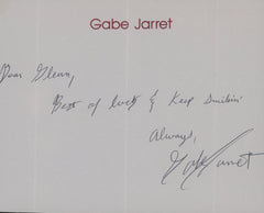 The Real Genius' Gabe Jarret signed note