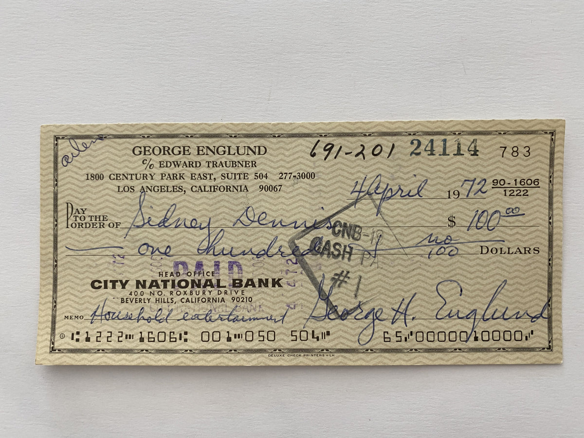 George Englund signed check
