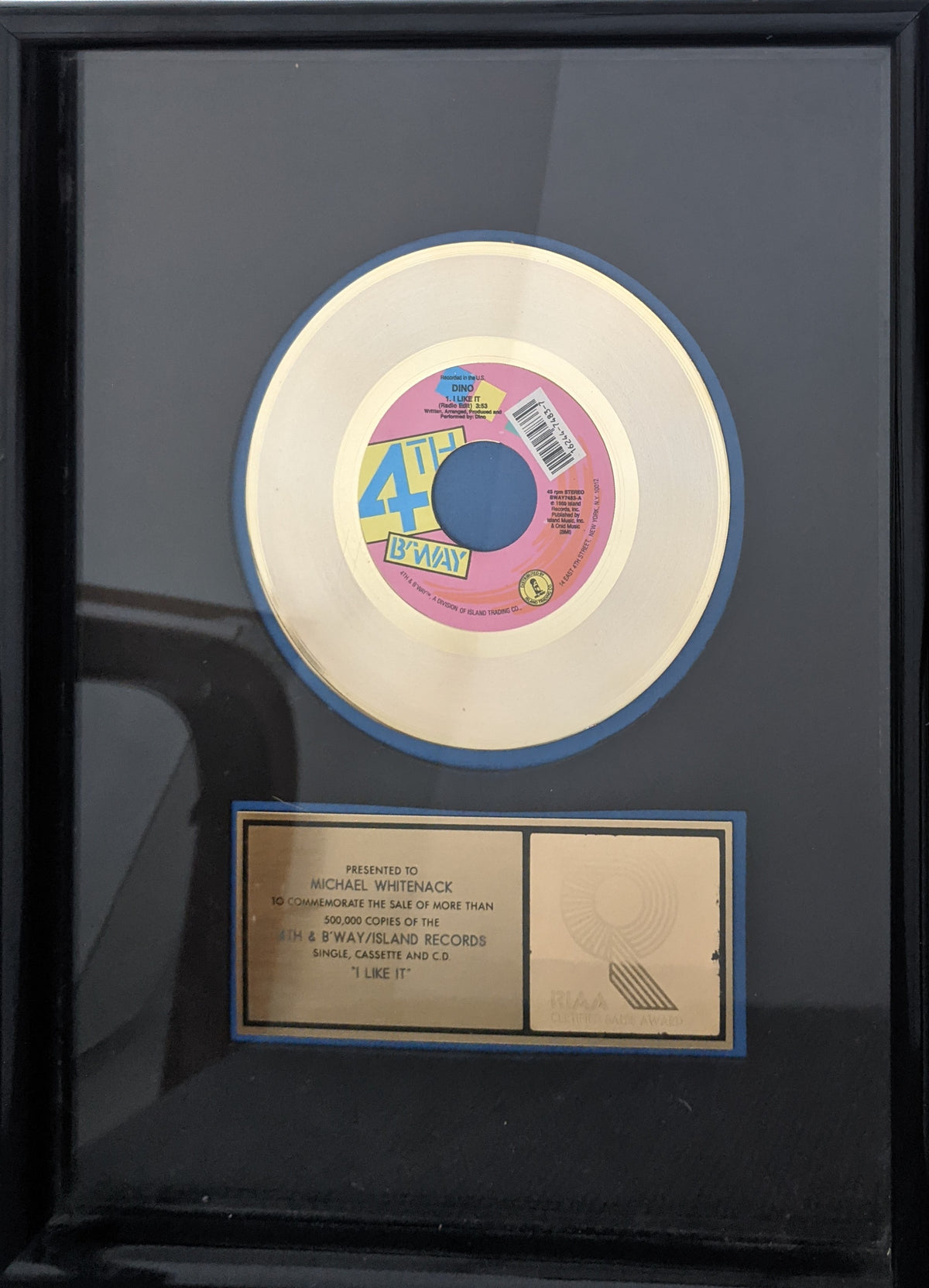 Dino I Like It RIAA Award