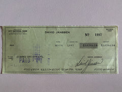 David Janssen signed check